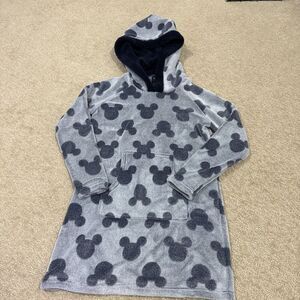 DISNEY Robe Mickey Mouse Fleece Lounge Hoodie Sherpa Plush Blue Size Small
